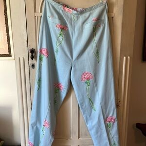 Lilly Pulitzer blue and pink carnation floral pants